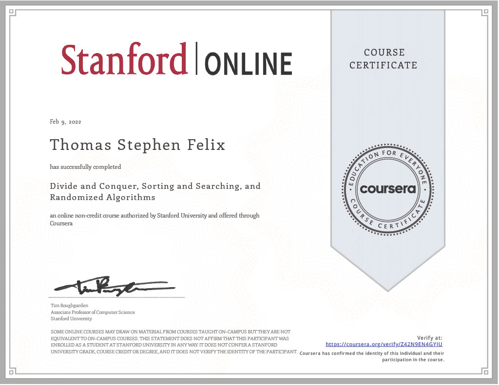 Coursera certificate